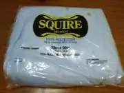 Vintage Squire Blanket 72" x 90" Twin/Full Light Blue NOS NIP