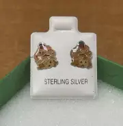 Strawberry ShortcakeStud Earrings Enamel Sterling Silver 925 With Safety Backing