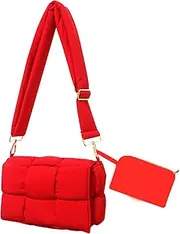 [NAARIIAN] puffer woven shoulder bag padded cassette handbag with coins organizer nylon light weight women crossbody purse