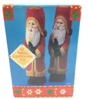 Figments of Folklore 10” Hand Carved Santa Candleholders International Christmas