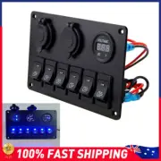 6 Gang 12V 24V Switch Panel ON OFF Toggle LED Rocker 2 USB Car Marine Boat RV (for: Daihatsu)