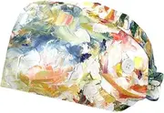 [FVQL] Set of 2 Bouffant Caps, Reusable Surgical Cap Scrub Caps Women, Art Painting Vintage Rose Flower