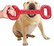 Feeko Interactive Long Lasting Dog Tug-of-war Toy for Aggressive Chewers, 15 inch with Convex Design Natural Rubber for Medium Large Breed Dogs Tooth Clean(Red)