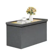 STORAGE OTTOMAN with Tray Coffee Table Bench Footstool Dark Grey B FSOBEIIALEO