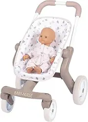 Smoby - Baby Nurse Doll Buggy Pop - Doll's Pram in Baby Nurse Design, Doll Accessories for Dolls up to 42 cm, for Children from 18 Months 251218