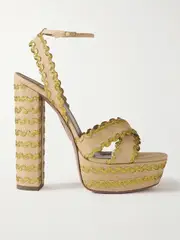 [Aquazzura] Aquazzura - Ric Rac 140 Raffia Platform Sandals - Beige - IT39 IT 39 Neutrals