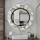 White Agate Round Wall Mirror, Christmas Gifts Wall Mirror Decor, Hallway Decors