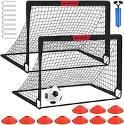 Kids Soccer Goals for Backyard Set - 2 of 4' x 3' Portable Soccer Goal Training Equipment, Pop Up Toddler Soccer Net with Soccer Ball, Soccer Set for Kids and Youth Games, Sports, Outdoor Play