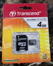 Transcend 4 GB microSDHC Class 2 Flash Memory Card with Adapter TS4GUSDHC2 ~ NEW