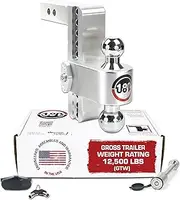 Weigh Safe CTB, Drop 180 Hitch w/ 2.5" Shank/Shaft, Adjustable Aluminum Trailer Hitch & Ball Mount, Chrome Plated Steel Combo Ball (2" & 2-5/16") and a Double-pin Key Lock 8"Drop- Chrome Plated Steel Chrome Plated Steel