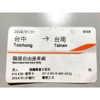 在飛比找蝦皮購物優惠-【高鐵票根】2024年 高鐵車票 台灣高鐵 高鐵票 收藏 紀