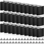 30 Pieces Hip Flasks Set Stainless Steel Liquor Flask with Funnel Metal Leak Proof Flask Pocket Whiskey Flasks for Men Women Bridesmaid Wedding Party Supplies (Black,6 oz)