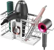 YUET Hair Dryer Holder Hairdryer Straightener Station, Wall Mounted/Self Adhesive Shelf Bracket Stand Hanger Organizer Blow Storage Cable Tidy Rack, for Supersonic Dressing Table Bathroom White