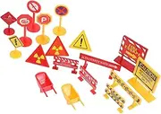 Hohopeti 2 Sets Transport Lollies Road Signs Party Decorations Vehicles Decals Stickers Lollipop Street Mini Construction Signs & Cones Play Mat Figurine Traffic Light