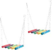 ERINGOGO 2pcs Bird Parrot Toys Swing Bird Hammock Accessory for Cage Hardwood Perch Stand