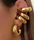 Gold Chunky C Shaped Ear Cuffs