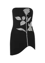 David Koma Crystal-embellished Stretch-cady Mini Dress - Black And Silver - 10 (UK10 / S) 10 (UK10 / S)