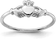 [JewelryWeb] 925 Sterling Silver Rhodium Plated Irish Claddagh Celtic Trinity Knot Ring Band Style-Ring for Women