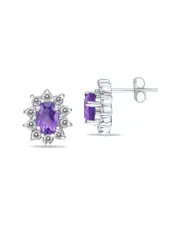 Gem Spark 14K 1.60 ct. tw. Diamond & Amethyst Earrings