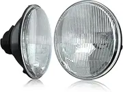 7 Inch led Glass Headlight Round Lens Housing, LED Halogen High and Low Beam Headlight Lamp Conversion Light Assembly, 2 PCS Clear Lens 7 Inch Round Headlight Sealed Beam Glass Housing