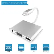 For iPhone 13 XS iPad 9/8/7 to Projector HDTV to HDMI VGA AV Adapter Converter