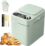 Bread Maker Machines, 26 Preset Function Electric Bread Maker,13 Hours Delay Timer Fully Automatic Bread Machines, Sourdough Maker with 3 Crust Shades & Colors, with Bring Gloves and Cutlery Green