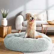 i.Pet Dog Bed Pet Beds 90cm Large Calming Soft Plush Light Grey