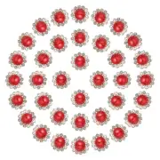 12mm Sunflower Pearl Sew on Rhinestones 200 Pcs for Bedazzling, Red