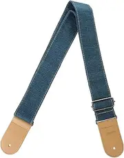 Replacement Strap Ukulele Cross-Body Strap Blue Leather Strap Cotton Linen Decorative Guitar Accessories Adjustable for Acoustic Guitar, Ukulele Guitar Accessories
