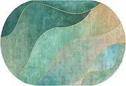 Nordic Design Green Living Room Large Non-Slip Carpet, Oval Decoration Rugs for Balcony Bedroom Sofa Chair Playroom Kitchen Floor Decor 90x160cm(4.6ft×6.6ft/140×200cm)