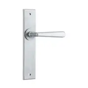 Iver Copenhagen Door Lever Handle on Chamfered Backplate Brushed Chrome
