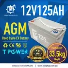 12V 125AH AGM Deep Cycle Battery Caravan Boat Solar Fridge 4WD 120Ah 100AH