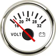 52 Mm Gauge 8-16 Volts 16-32 Volts Car Voltage Marine Voltmeter Volt Gauges Meter for Yacht Boat Marine Red Backlight Round Voltmeter(16-32V WS)