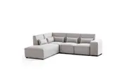 Foret 5 Seater Sofa Modular Corner Lounge Couch Fabric Left Chaise Ottoman Beige L Shape