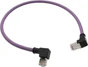RJ45 Cat 6 Ethernet Patch Cable, 1Gbps High-Speed Cable, 250MHz, for EtherCAT Profinet Industrial Switch Network, STP Shielded Twisted Pair, Purple, 90-Degree Down Left Angled, 50cm