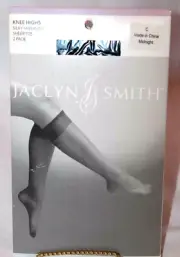 Jaclyn Smith Silky Sheer Leg Sheer Toe 2-Pack Knee Highs Sz C Midnight (Black)