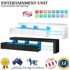 TV Cabinet Entertainment Unit Stand RGB LED Gloss Furniture Black White 220cm AU