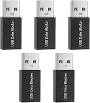 GRARRO 5Pcs USB Data Blocker,Charge-Only USB Blocker Adapter for Blocking Data Sync, Protect Against Juice Jacking Black