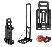 Minisize Folding Luggage Cart with 2 Wheels Lightweight Plastic Luggage Troll...