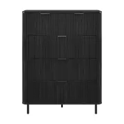 Design Square Galene Tallboy Chest Of 5-Drawers Storage Cabinet Slat Black