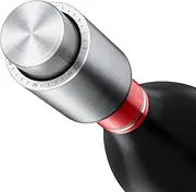 [Hanlomele] Wine Bottle Stoppers，2-in-1 Vacuum Wine Stopper，Stainless Steel Wine Savers, Reusable Wine Preserver, Vacuum Pump Corks Keep Wine Really Fresh, Best Gift Accessories,(1 Pack) (Silver)