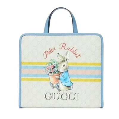 Gucci x Peter Rabbit Tote Handbag GG Supreme Coated Canvas 605614 Pastel NEW