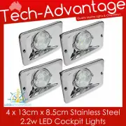 4 X 12V STAINLESS STEEL FLUSH MOUNTED RECTANGULAR COCKPIT TRANSOM BOAT LED LIGHT