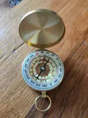 Camping Survival Compass Metal Kids for Hiking Gold