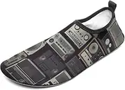 [BTCOWZRV] Water Shoes for Women Men Vintage Wall of Radio Boombox Water Sports Shoes Slip-on Breathable Lightweight Athletic Aqua Sock