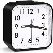 Silent Analog Alarm Clock, Battery Powered Bedside Alarm Clock Non Ticking with