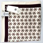 Tory Burch Curly Ditsy Block Print Double Sided Silk Scarf 22"