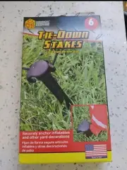 6-pack Adams Gemmy Plastic Tie-Down Stakes for Anchoring Airblown Inflatables