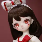 1/4 BJD Doll SD Cartoon Girl Jointed Body Face Make Up Eyes Wig Clothes FULL SET