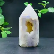 206g Natural Agate Geode Crystal Obelisk Quartz Tower Wand Point Healing Reiki